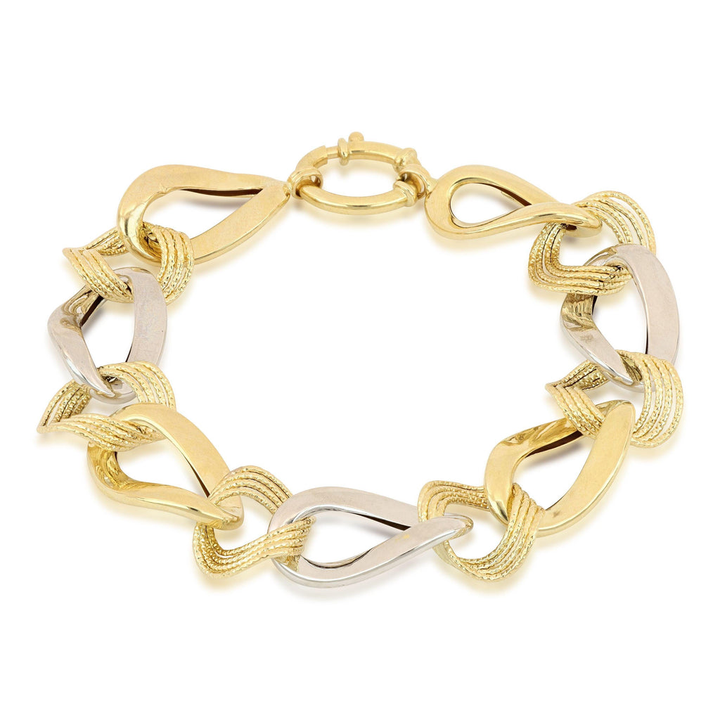 Bracciale a Catena in Oro Giallo e Bianco 18 Carati di 11 Grammi.