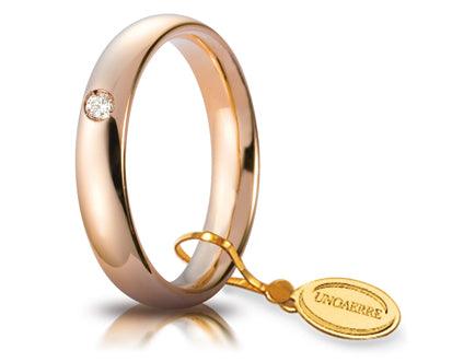 Fede Comoda mm.4,0 in oro rosa con Diamante