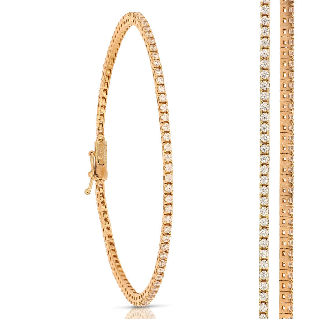 Bracciale Tennis con Zirconi in Oro Rosa 18 Carati di 5.6 Grammi.