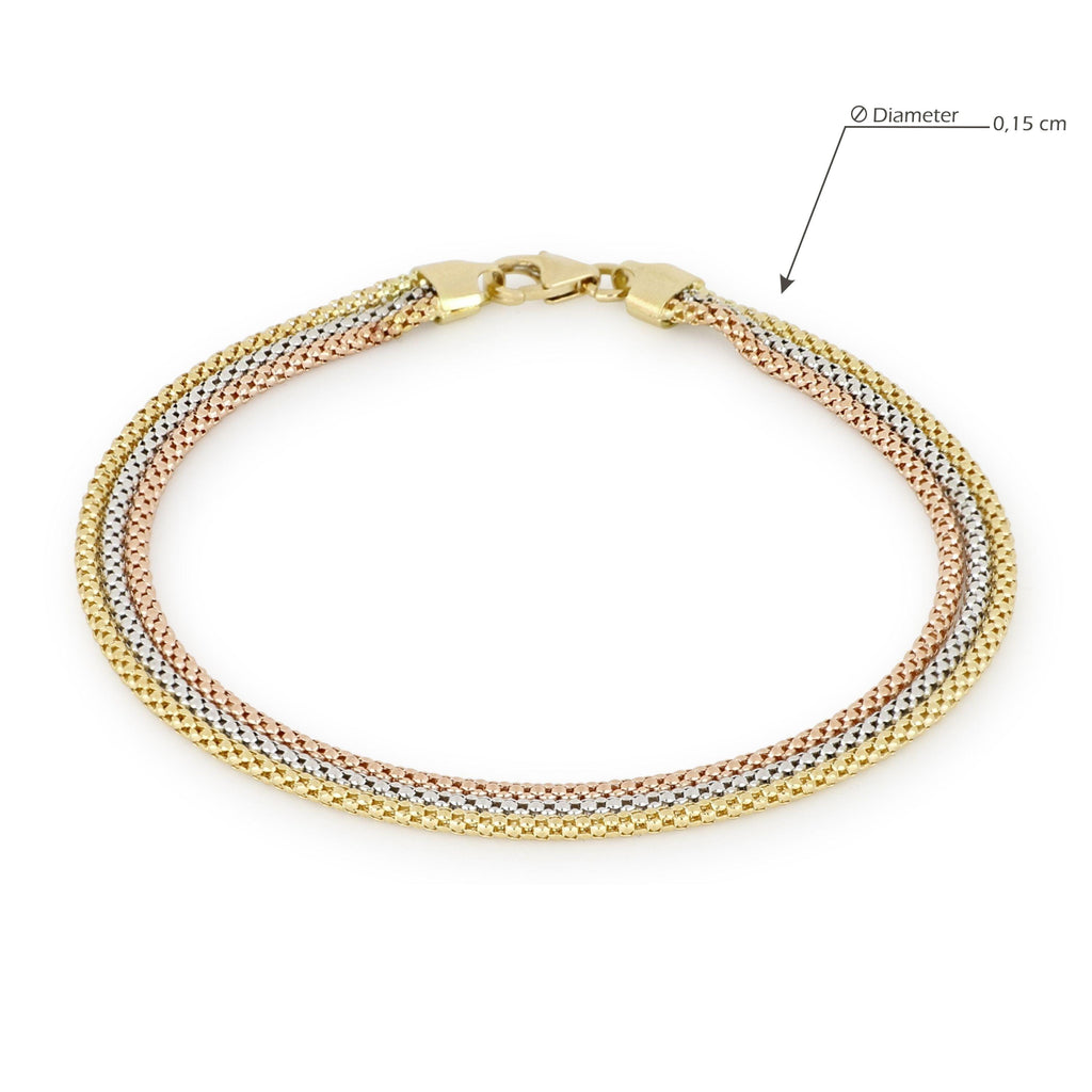 Bracciale Modello Trittico in Oro 18 Carati di 5 Grammi.